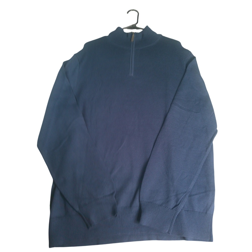 J.Crew Men's XXL Navy Blue 100% Cotton Quarter Zip Pullover Sweater NWT